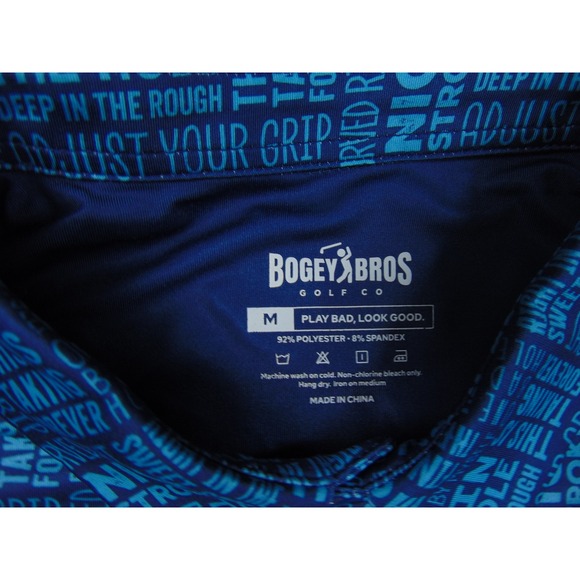 Bogey Bros Golf Polo Shirt Men Med Blue Get In The Hole Funny Performance - Picture 8 of 9